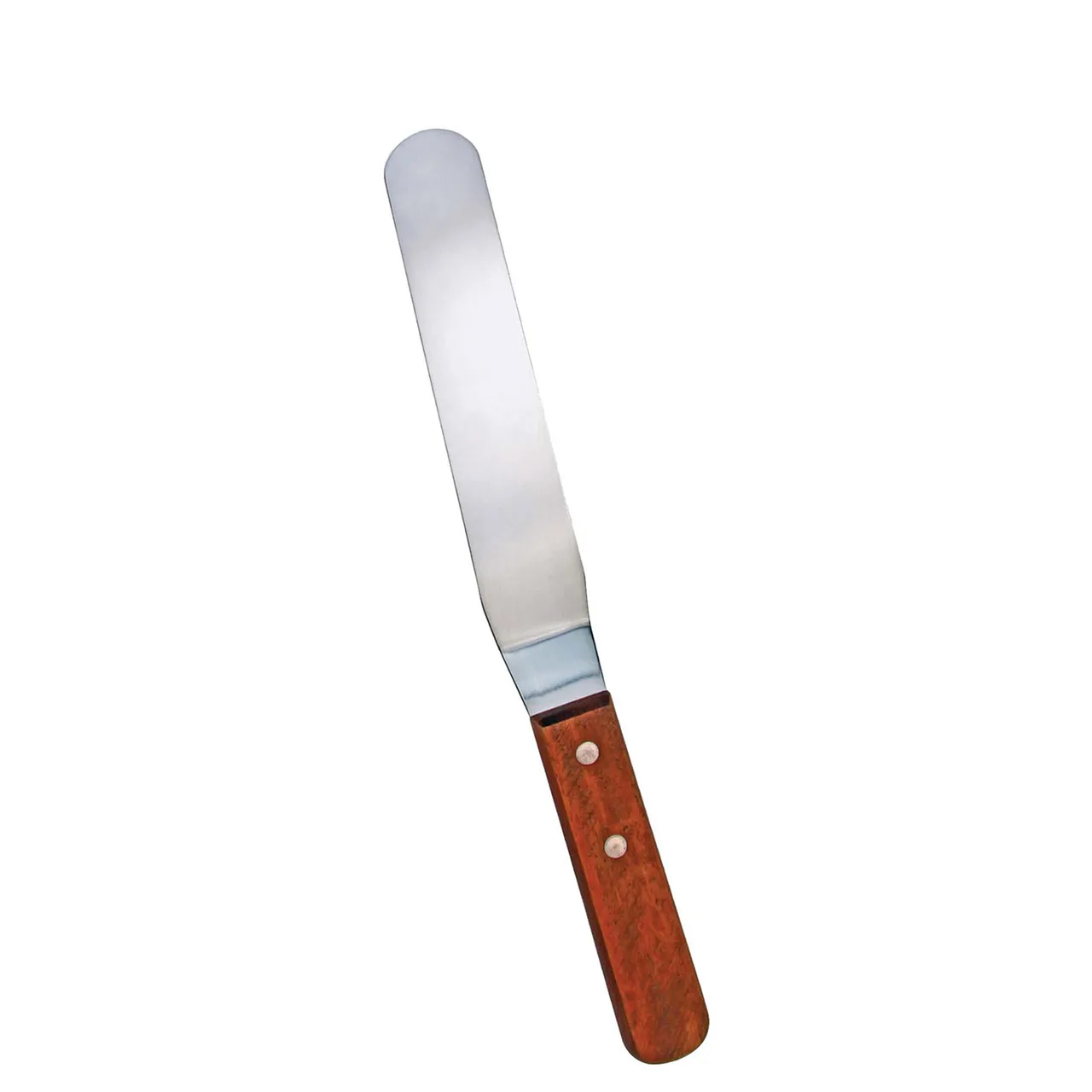Omcan USA 80144 Offset Bakery Spatula, 6-1/2" x 1-5/16" Steel Blade, Brown Wood Handle
