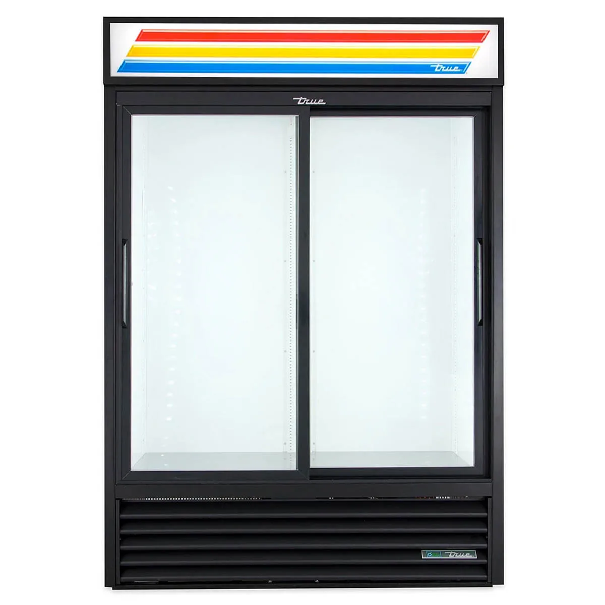 True GDM-47-HC-LD 54" 2-Section Glass Sliding Door Refrigerated Merchandiser, 44 Cu. Ft.