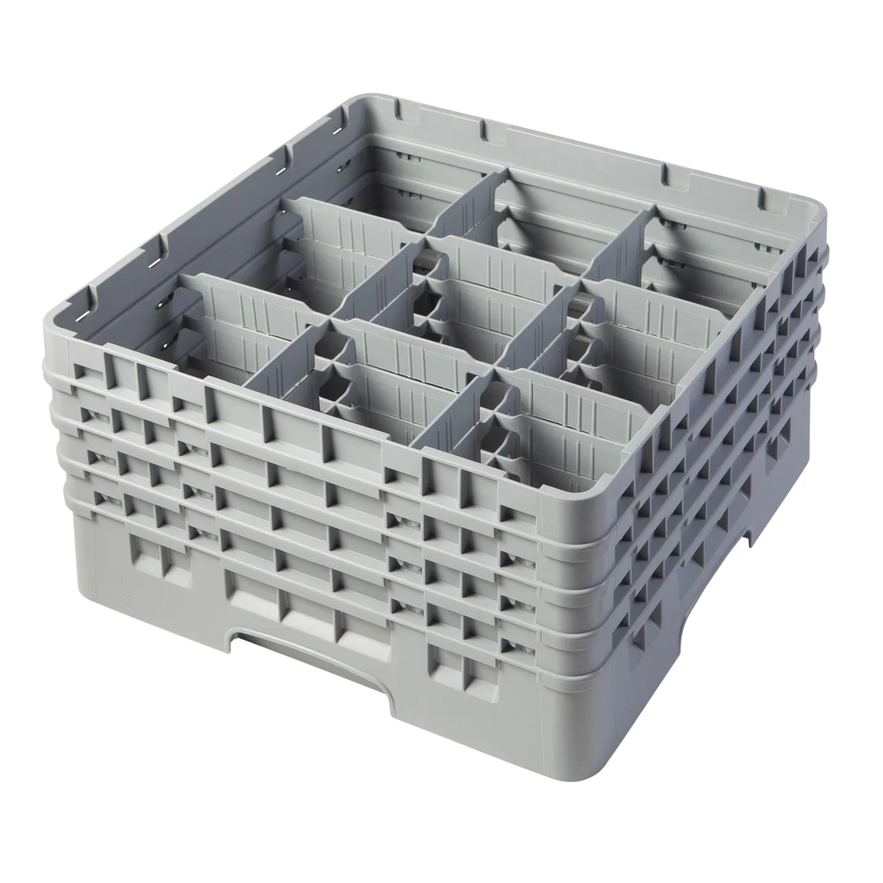Cambro 9S800151 Camrack Glass Rack, Full Size, Soft Gray, 19-3/4 x 19-3/4, 9 Compartments, 5-7/8 Max Dia, 8-1/2 Max Height