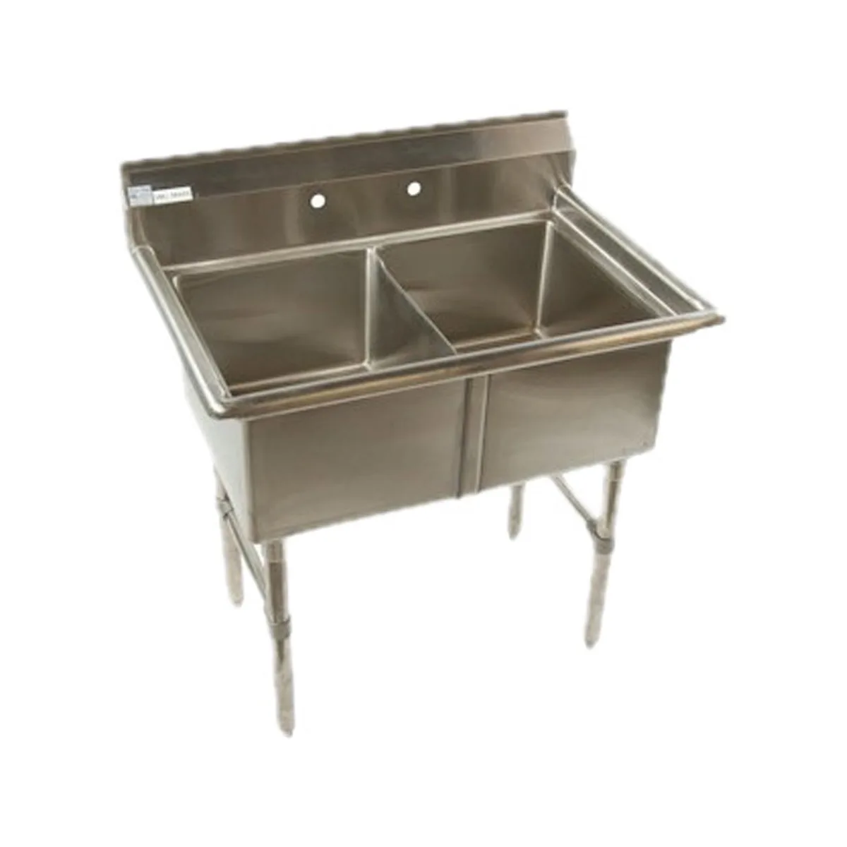 Klinger's Trading ECS2 37" Two Compartment Sink, 16"W x 20"L Bowl Without Drainboard
