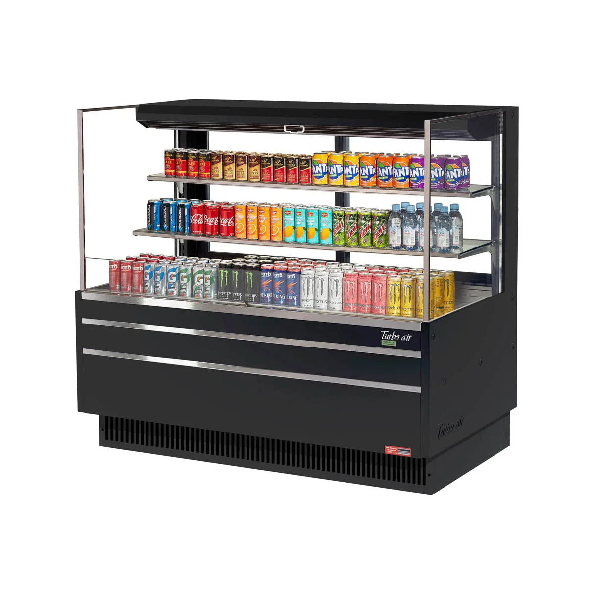 Turbo Air TOM-60L-UFD-W(B)-3S-N 58" Horizontal Open Air Merchandiser, Specify Exterior, Self-Contained, 2 Shelves