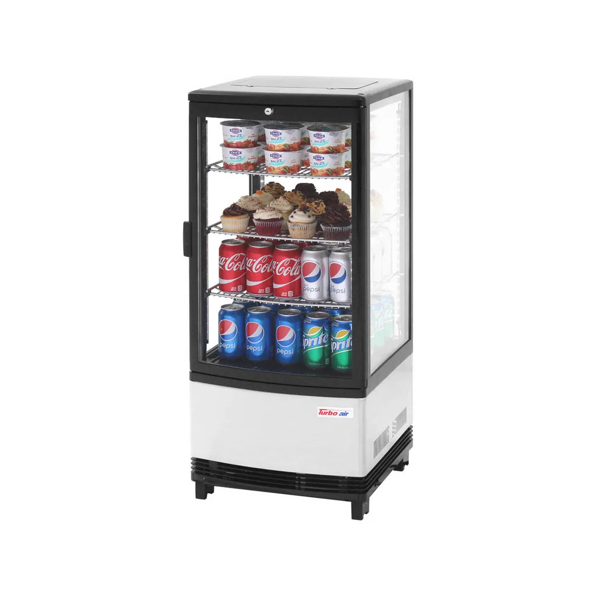 Turbo Air CRT-77-1R-N 16" Self Service Countertop Refrigerated Display Case with Hinged Glass Door, 3 Shelves - 3 cu. Ft.