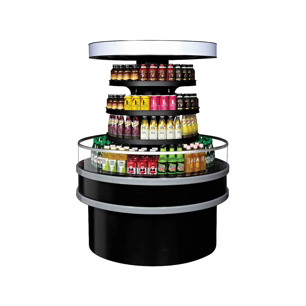Turbo Air TIOM-48RRB-N 48" Island Display Self-Serve Refrigerated Merchandiser in Black, 3 Shelves