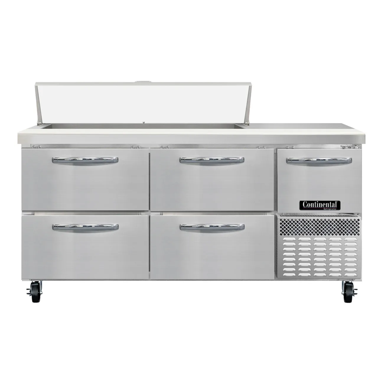 Continental Refrigerator RA68SN12-D 68" 1-Door & 4-Drawer Sandwich and Salad Prep Table, 12 Pans, Stainless Steel
