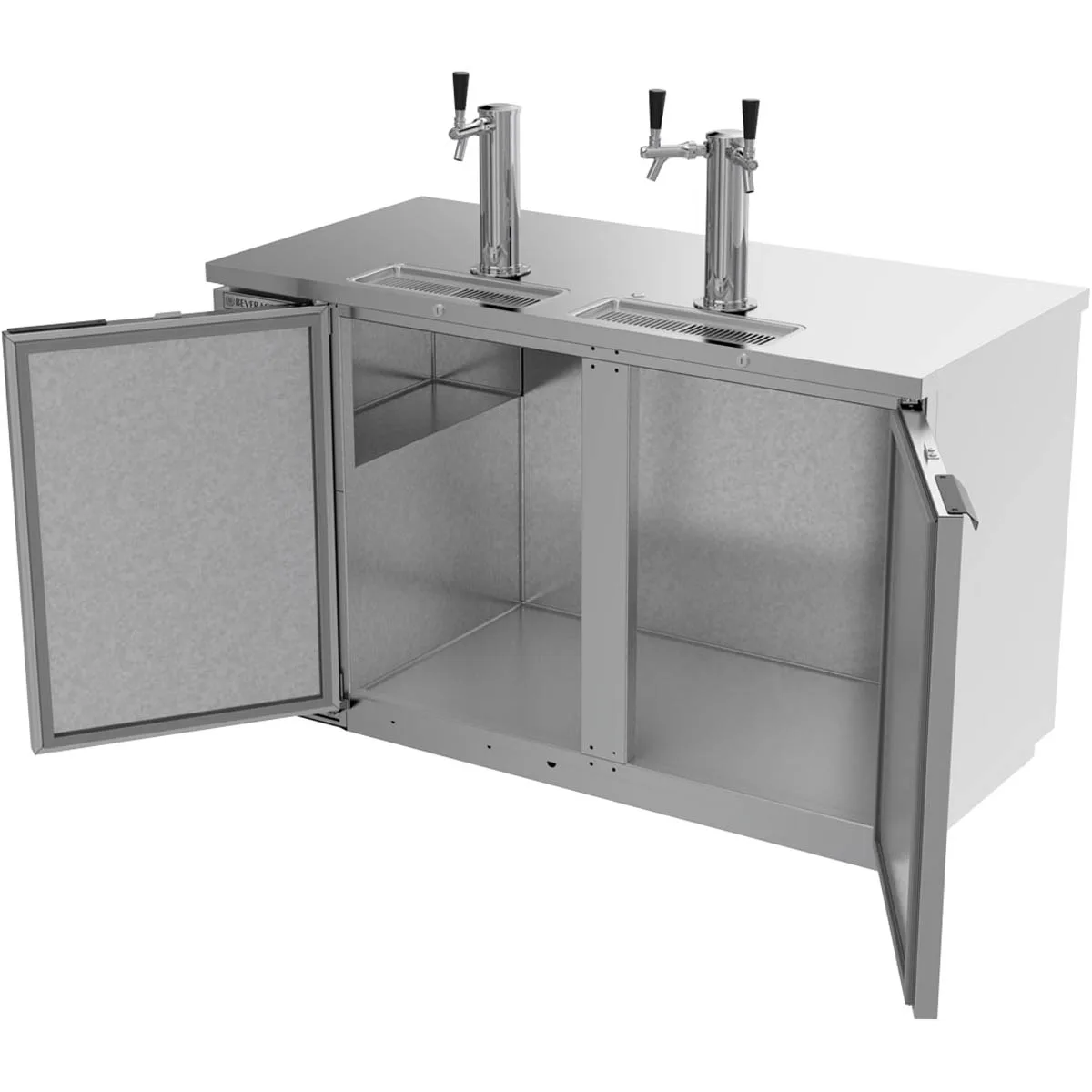 Beverage Air DD58HC-1-S 59" Draft Beer Cooler w/ 3 Kegs, 21.86 cu. ft., 1 Single & 1 Dual-Tap Towers
