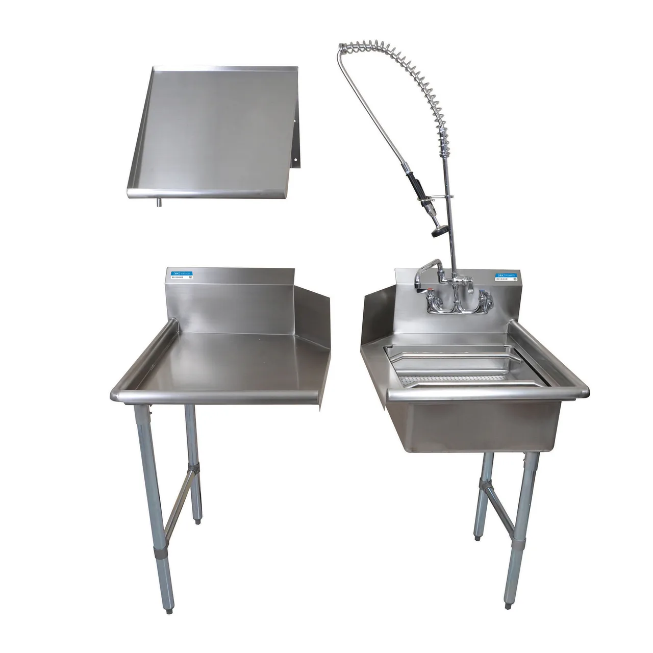 BK Resources BKDTK-26-R-G 26" Dishtable Package w/ Pre-Rinse Basket, Soiled&Clean Dishtables
