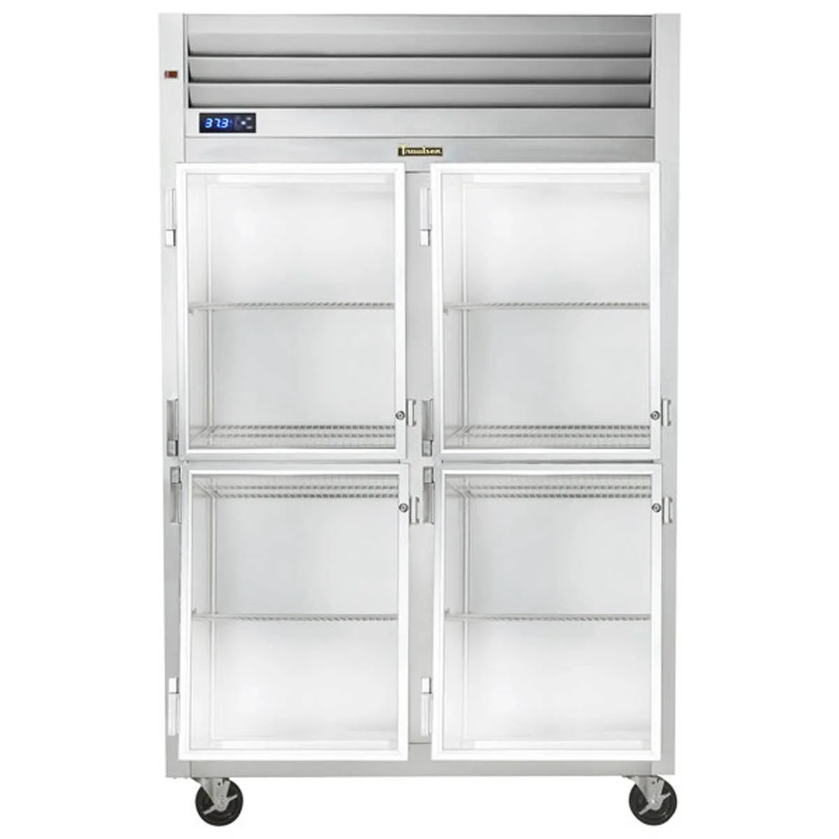 Traulsen G21003 52" 2-Section Reach-In Refrigerator w/ 4 Glass Half-Doors (hinged left/left), Top Mount, 46.5 cu. ft.
