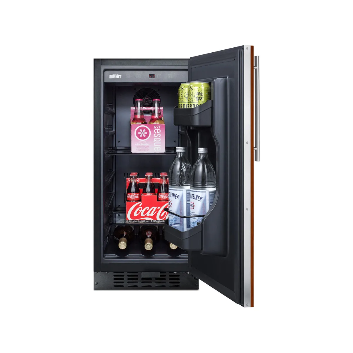 Summit ALR15BIF 15" Built-in or Freestanding Undercounter Refrigerator in Black, w/ Panel Ready Door, 2.2 cu. ft.