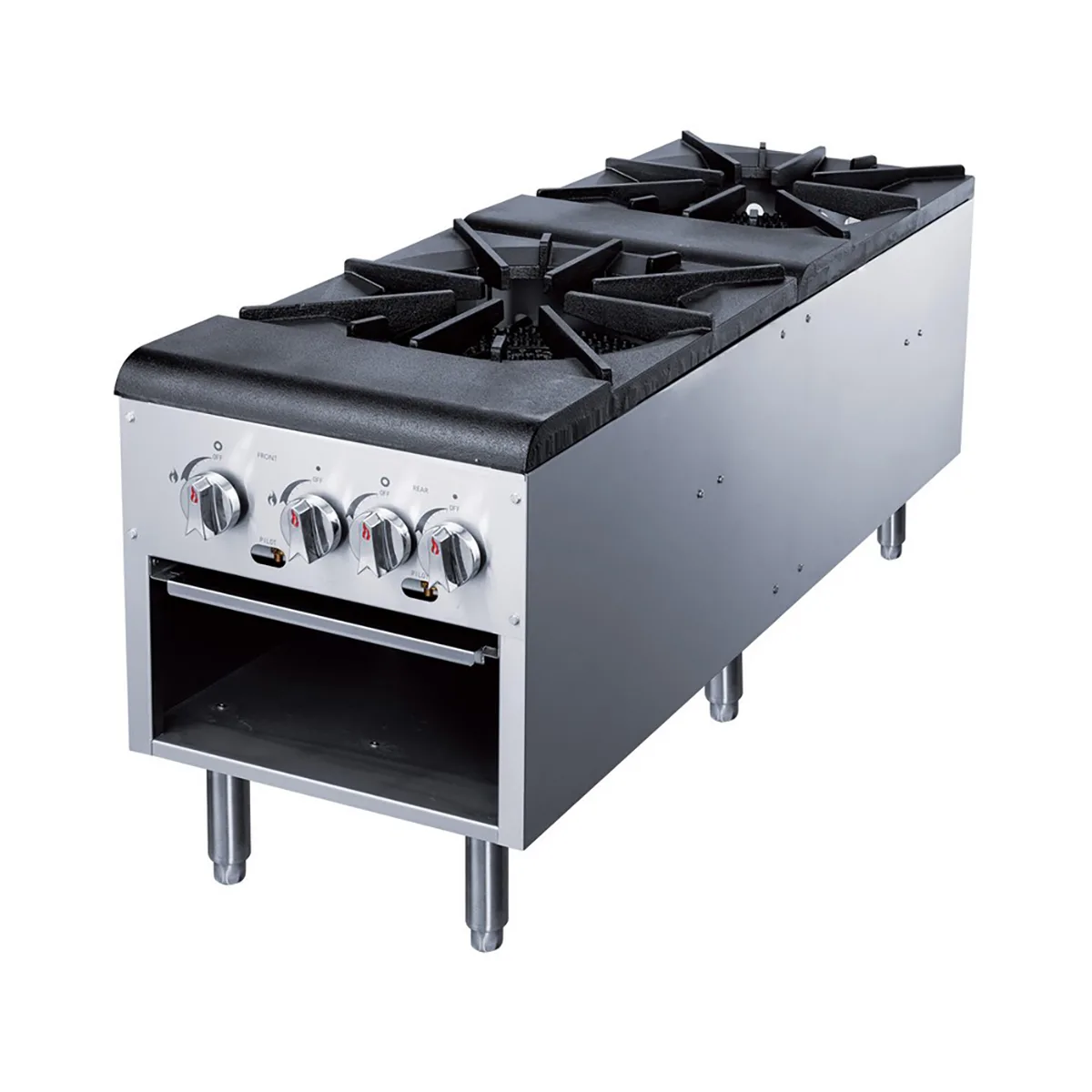 Dukers Appliance Co DCSPA2 18" (2) Cast Iron 3-Ring Burner Gas Stock Pot Range, 160.000 BTU