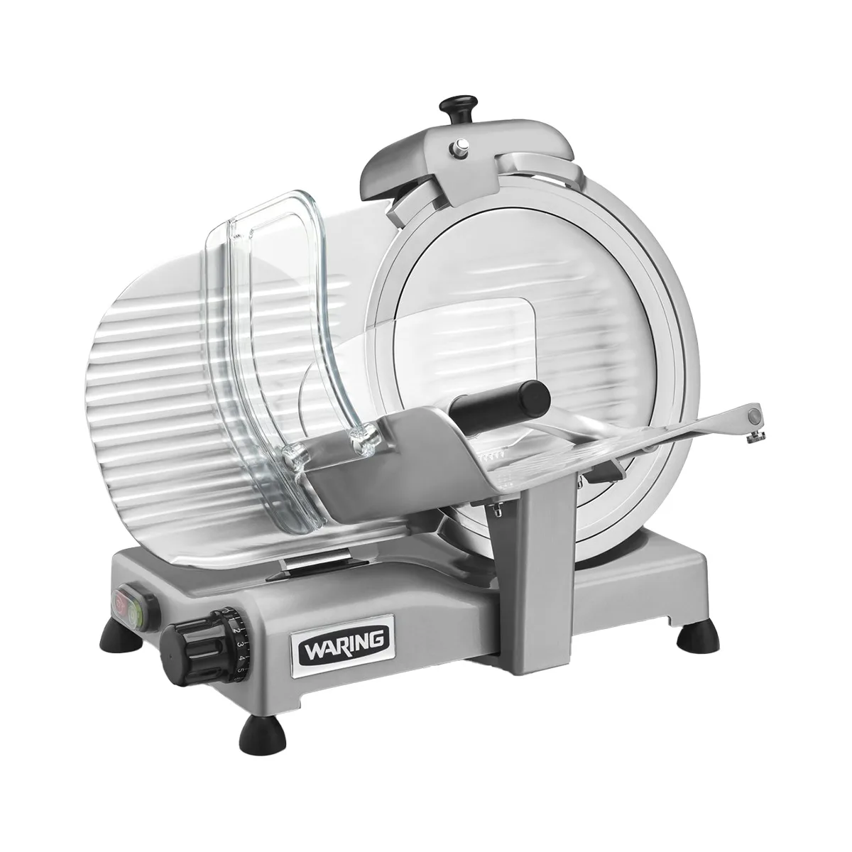 Waring WCS300SV - Meat Slicer, 12" Tempered Chrome Blade, Manual Feed, Belt Drive, Aluminum, Silver, 1 HP, NSF Certified