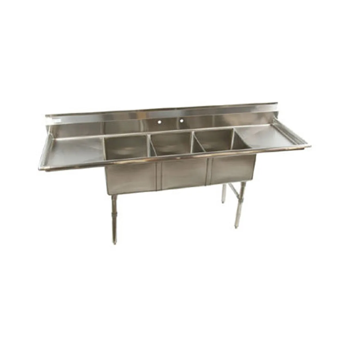 Klinger's Trading ECS32D 84" Three Compartment Sink, 16"W x 20"L Bowl With 2 Drainboards