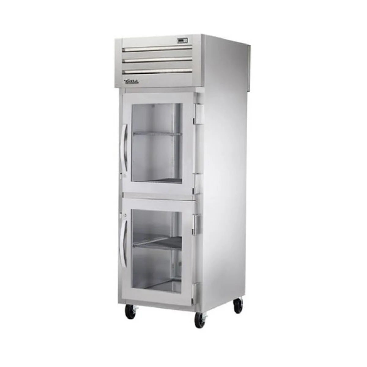 True STR1HPT-2HS-2HG "Full Height" 2-Door Heated Holding Cabinet, Stainless Steel, Clear & Solid Doors, 1.5kW, 208-230V