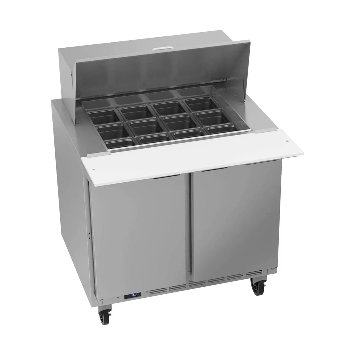 Beverage Air SPE36HC-12M 36" Mega Top Sandwich/Salad Prep Table w/ 2 Doors, 12 Pans, 10 cu. ft.