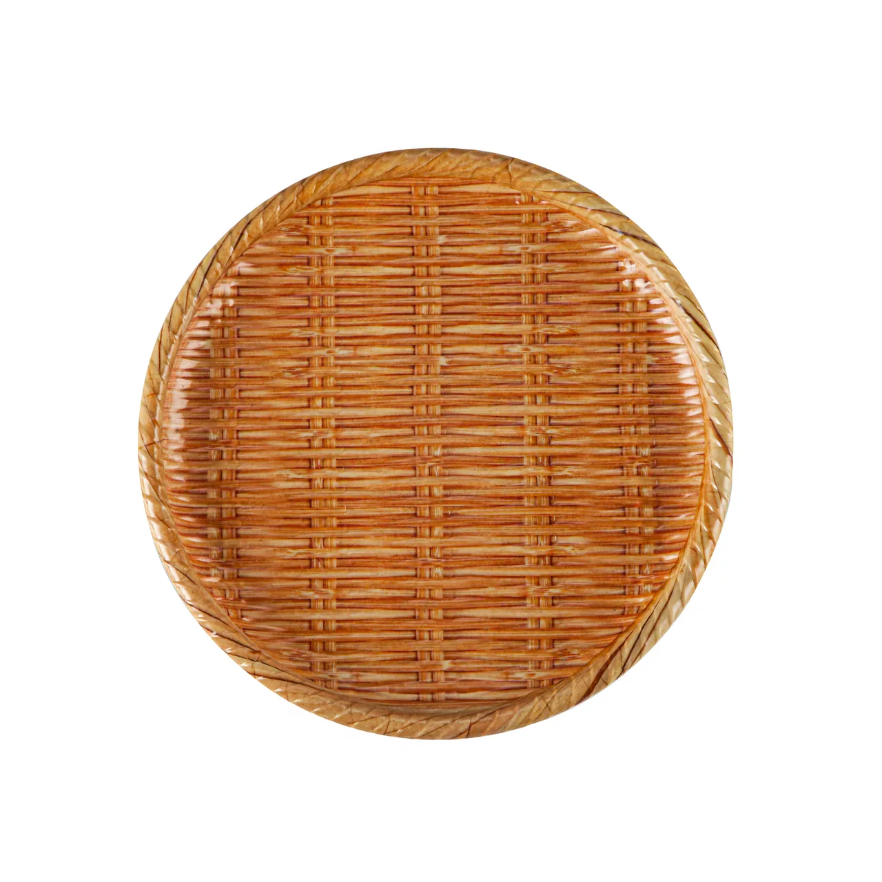 CACChina XBMB-16 Bamboo Grove Plate – 10" Dia, 1" H, Round, Brown, Wide Rim, Curved Edge – 1 Dozen