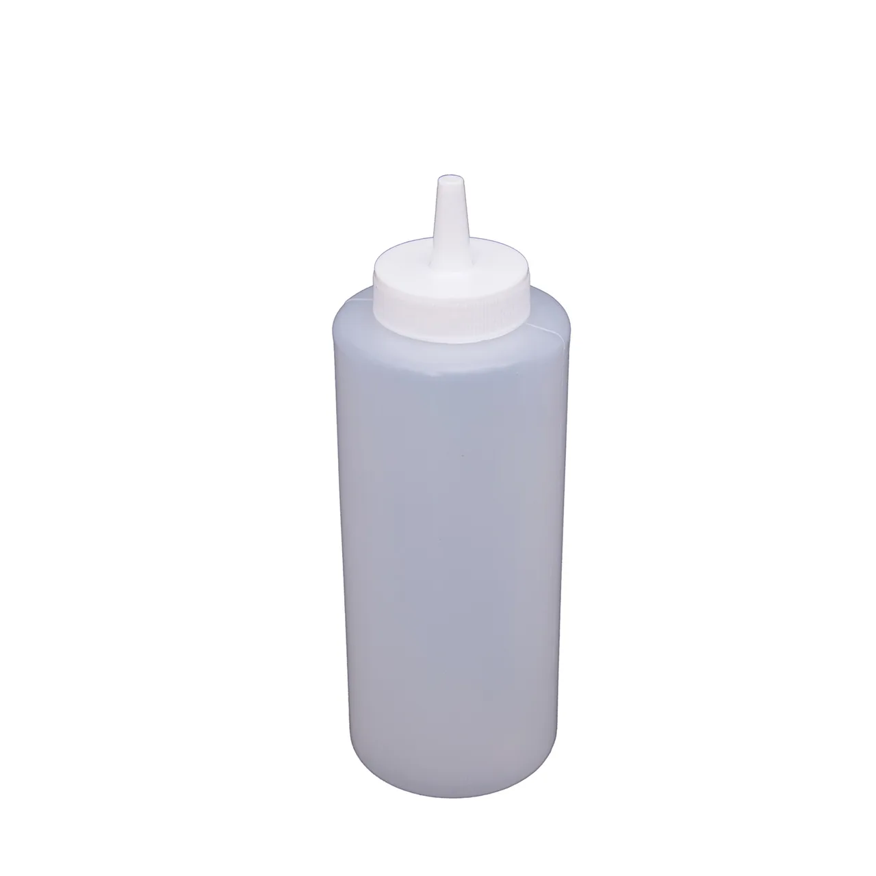 CAC China SQBT-12C Clear Plastic 12 Oz Squeeze Bottle with Leak‑Proof White Cap, Single Tip – 6/Pack