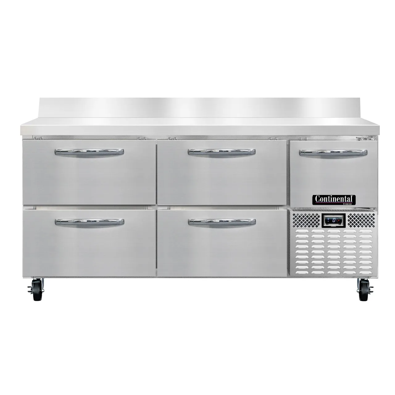 Continental Refrigerator FA68NBS-D 68" 3-Section Worktop Freezer w/ 4 Drawers & 1 Half Door