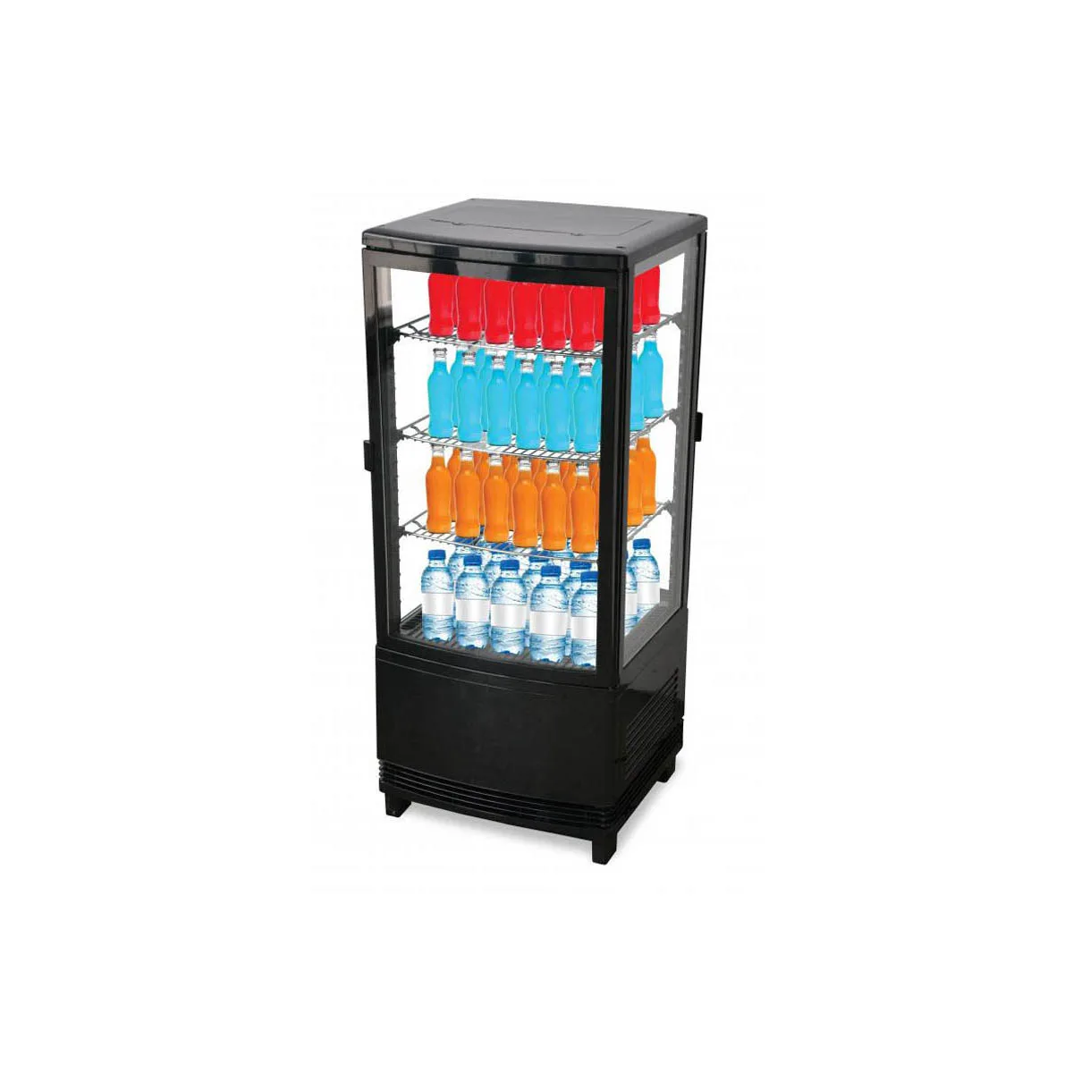 Omcan USA 25827 16" Self Service Countertop Refrigerated Display Case with Hinged Glass Door, 3 Shelves - 3 cu. ft. / 190 w