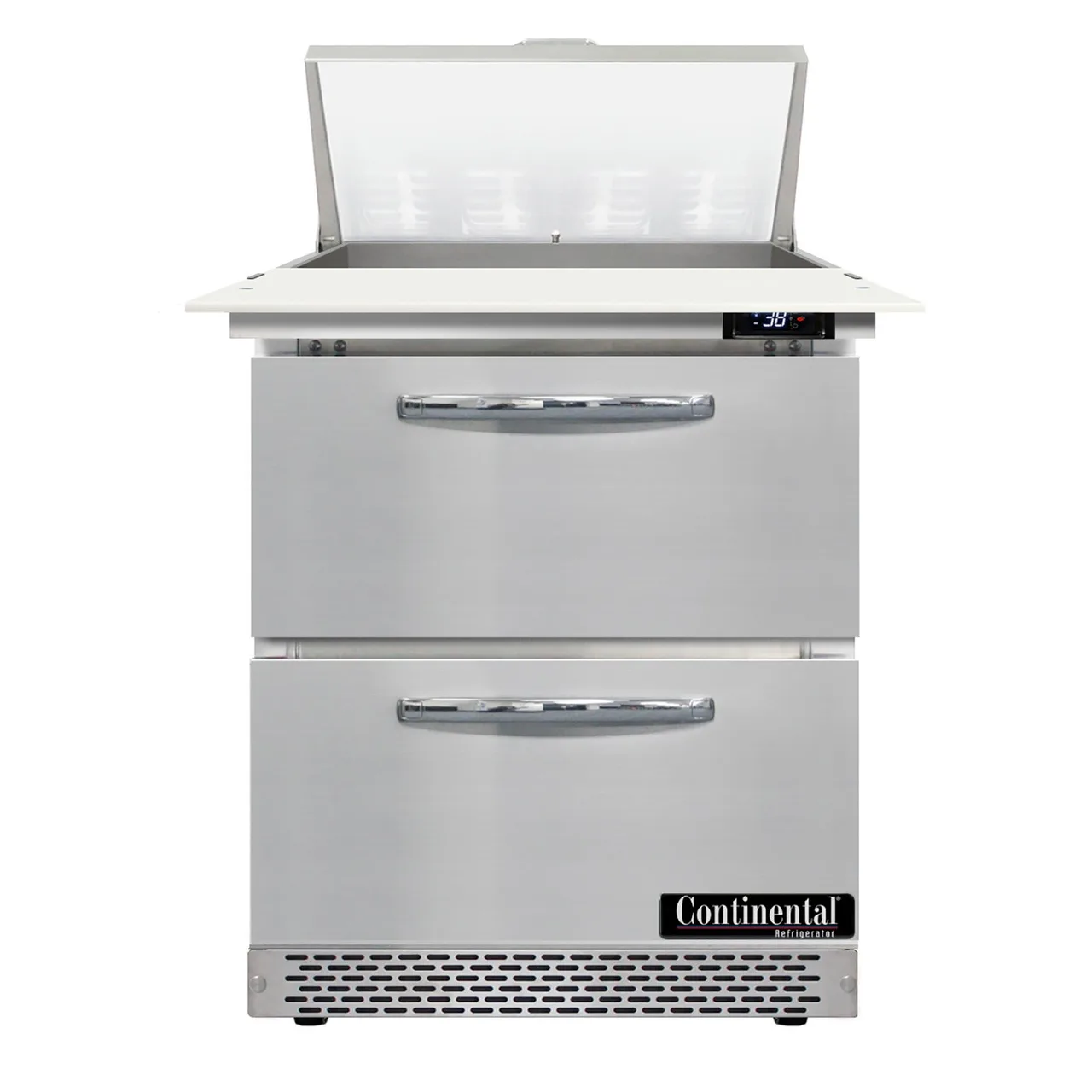 Continental Refrigerator SW27N8C-FB-D 27" Sandwich / Salad Prep Table w/ 2 Drawers, 8 Pans