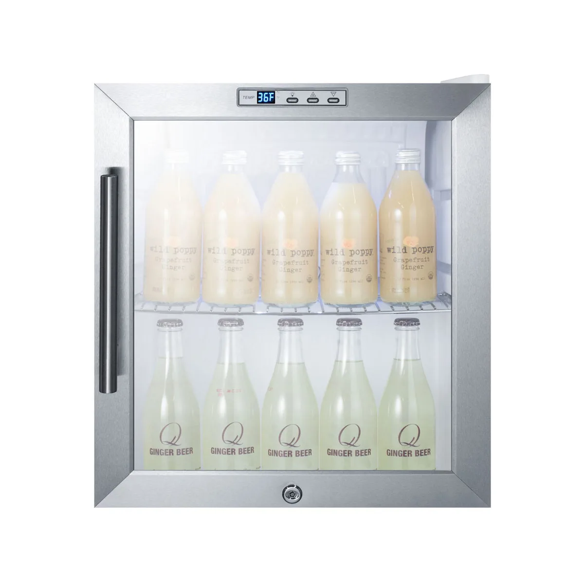 Summit SCR215L 17" Countertop Beverage Glass Door Refrigerator in White, 1.7 cu. ft.