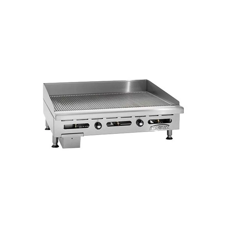 Imperial IGG-36 36" Countertop Thermostatic Gas Griddle, 1" Grooved Steel, 90.000 BTU