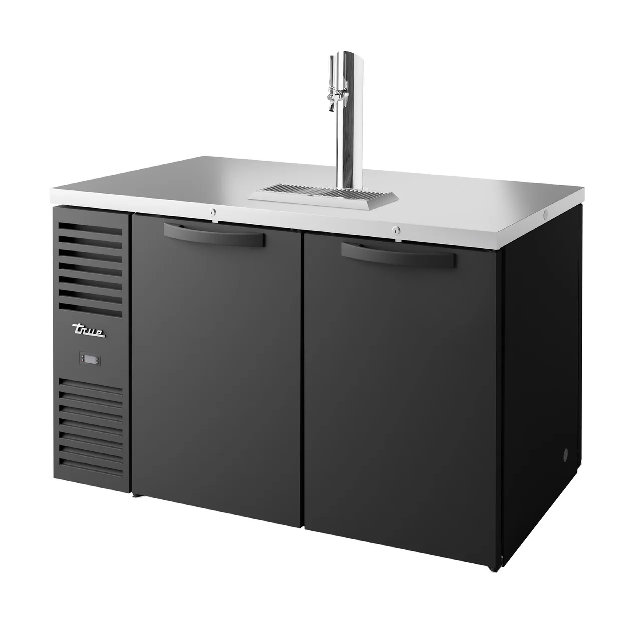 True TDR60-PTSZ1-L-B-SS-SS-1 60" Two Section Solid Door Pass-Thru Draft Beer Cooler, 120V