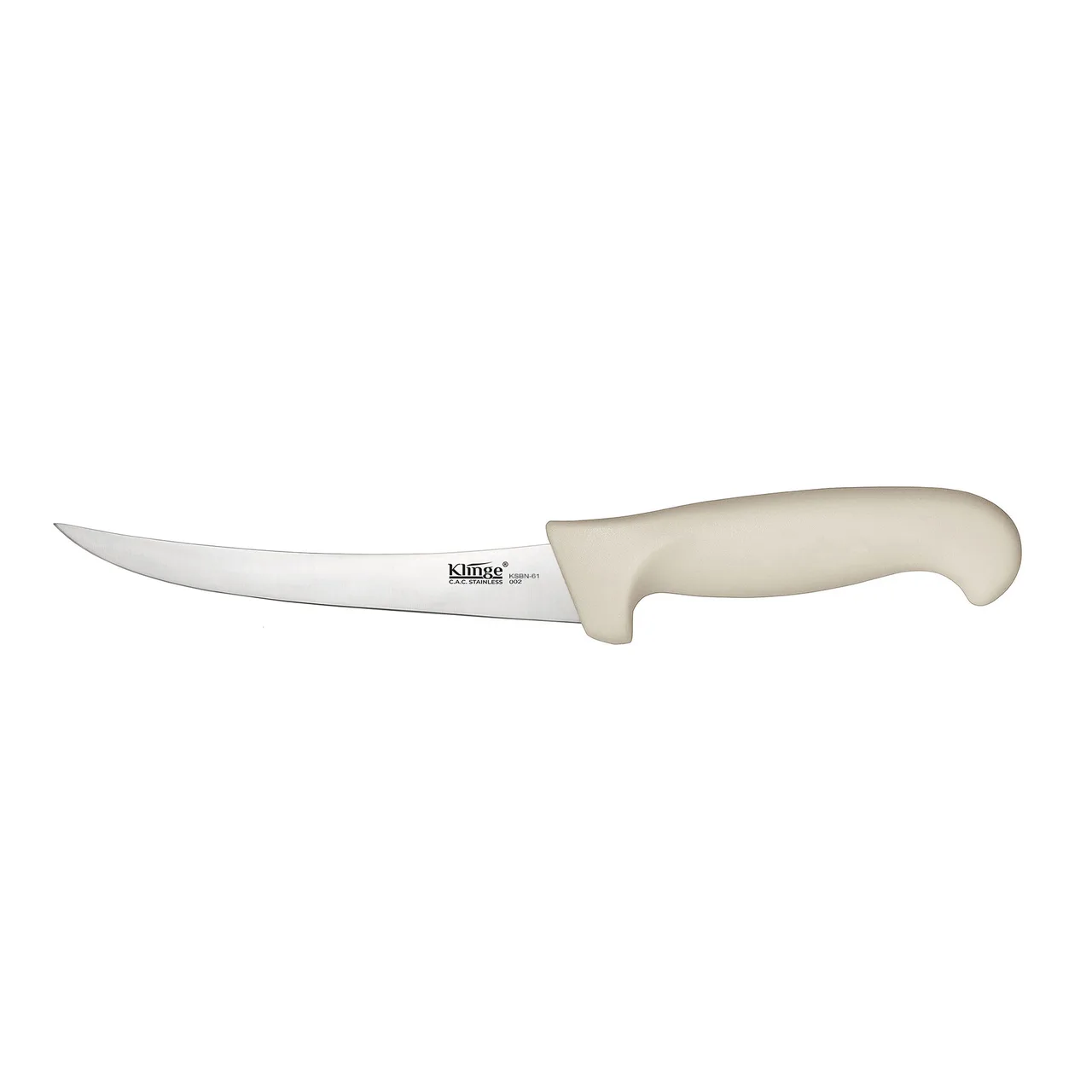 CAC China KSBN-61 Boning Knife, 6" Curved Blade, High-Carbon Steel, White Handle