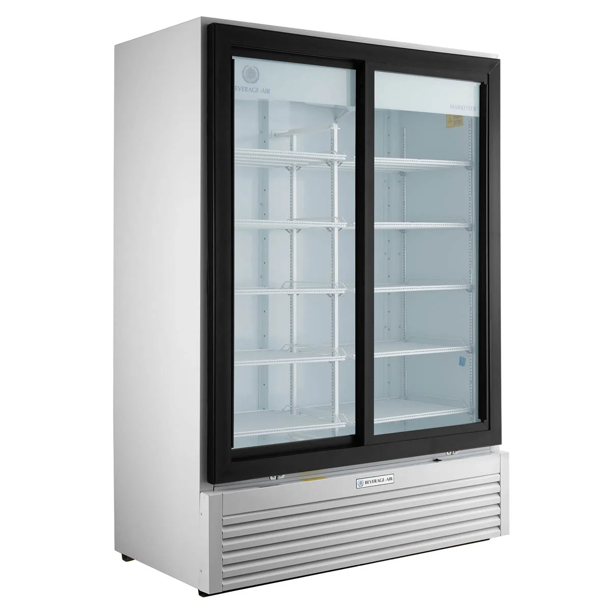 Beverage Air MT53-1-SDW 54" 2-Section Marketeer Glass Door Merchandiser in White, 41.66 cu. ft.