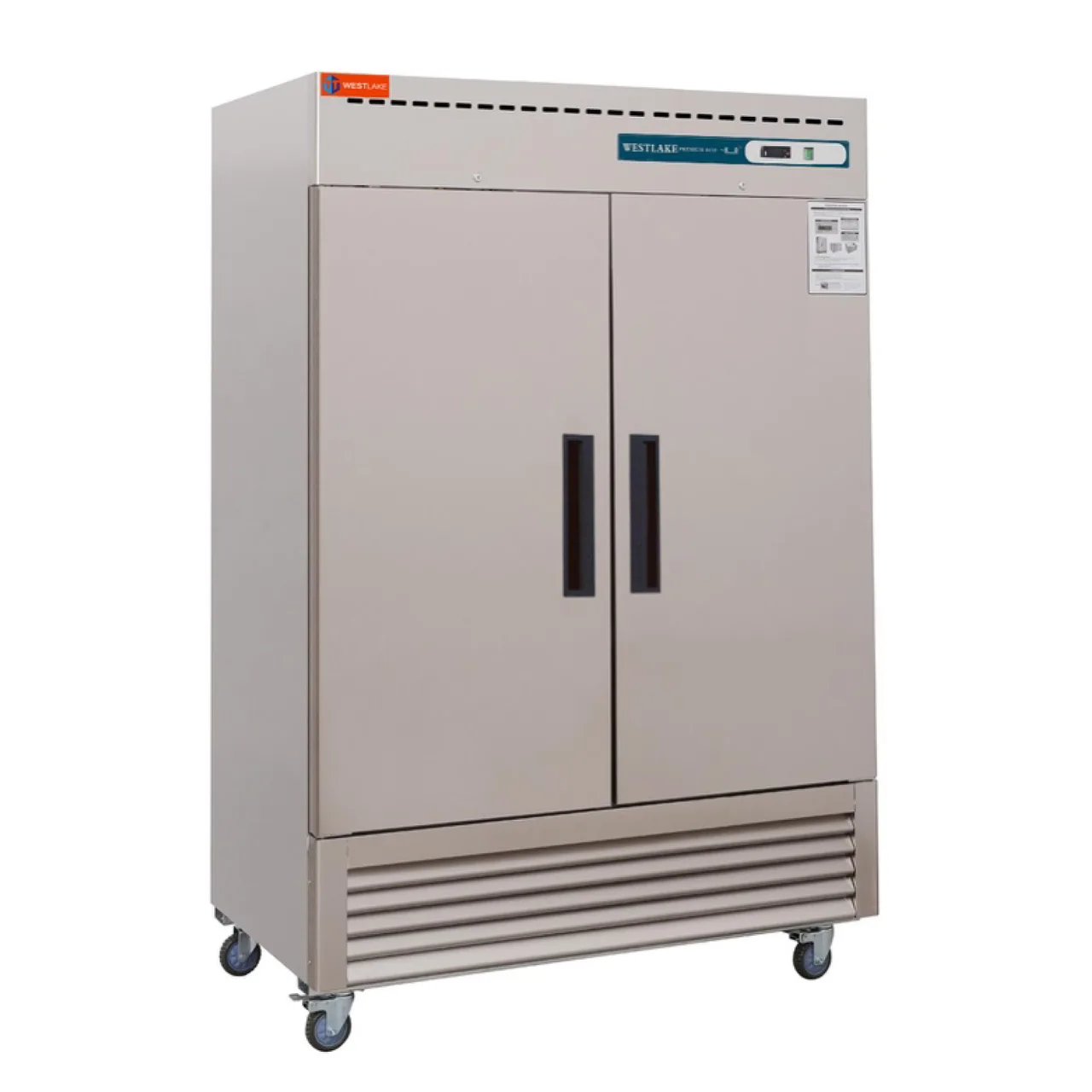 Westlake WKF-49B 54" 2-Solid Door Reach-In Freezer, 49 cu. ft. Stainless, R290, Bottom Mount