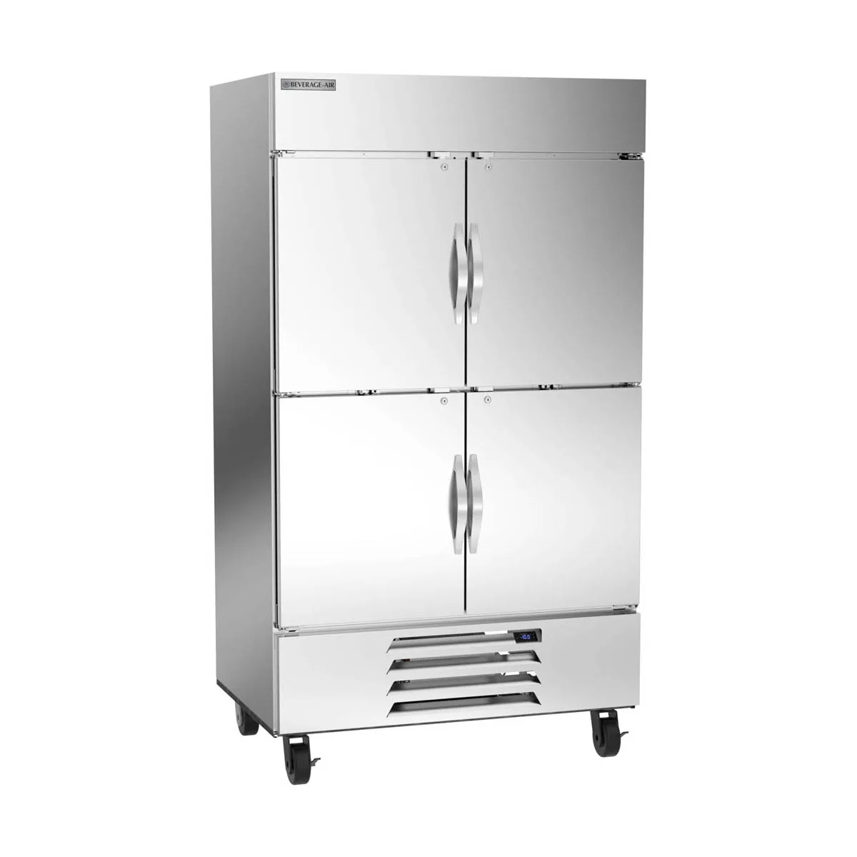 Beverage Air HBF44HC-1-HS 47" 4-Half Solid Door 2-Section Reach-In Freezer, Bottom Mounted, 44 cu. ft., Stainless Steel