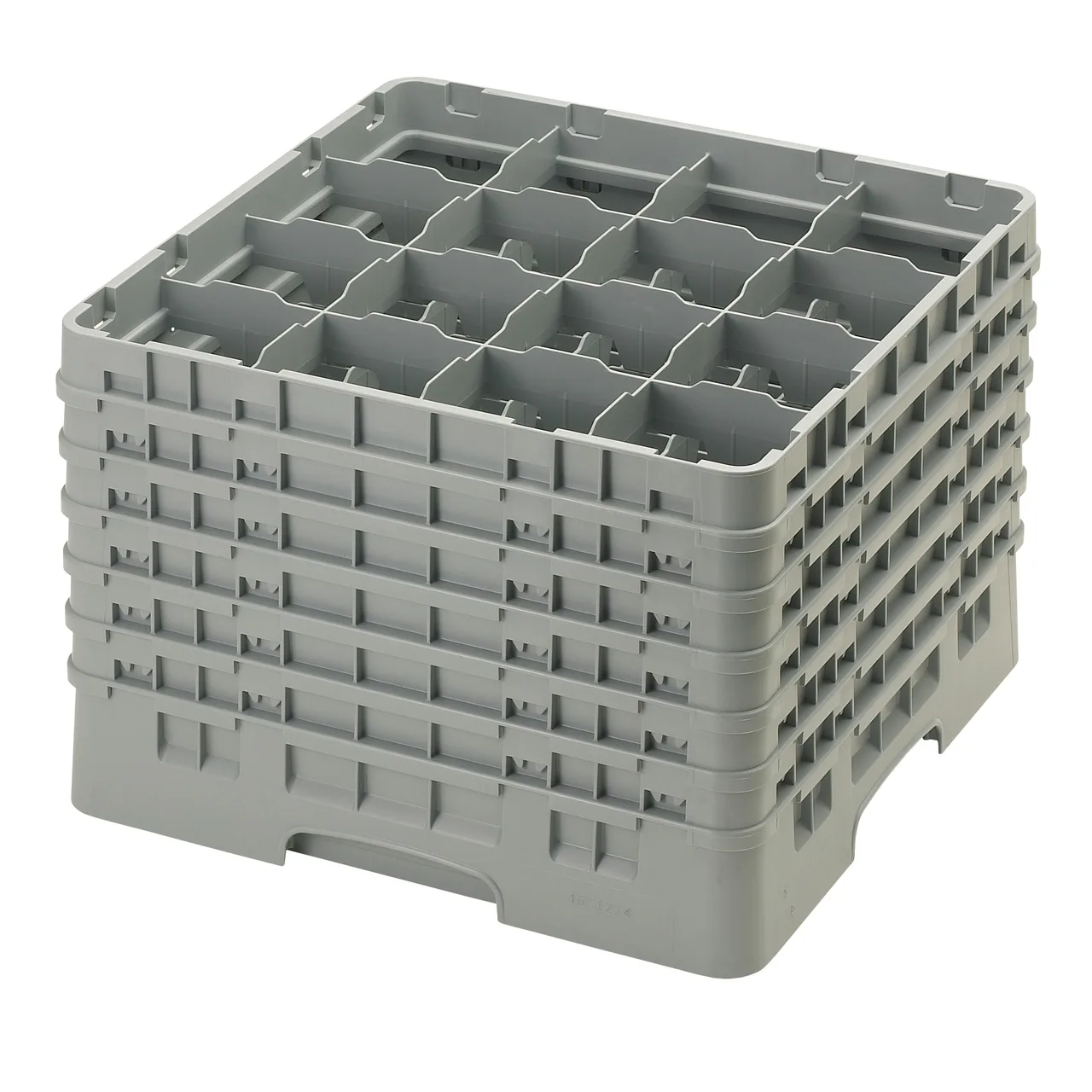 Cambro 16S1214151 Camrack Glass Rack, Soft Gray, Full Size, 19-3/4" x 19-3/4", 16 Compartments, 4-3/8" Max Dia