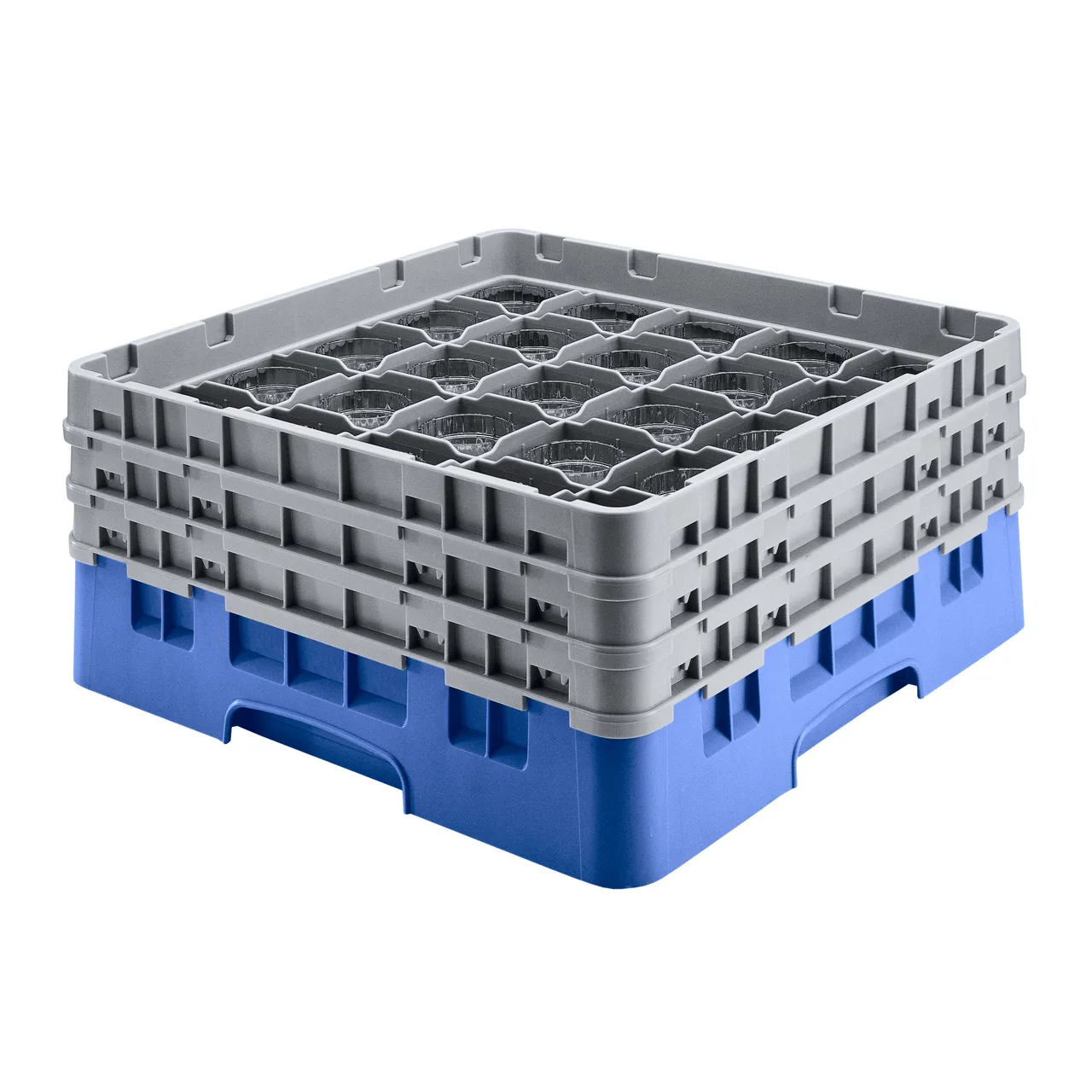 Cambro 36S534168 Camrack Glass Rack, Full Size, Blue, 19-3/4 x 19-3/4, 36 Compartments, 2-7/8 Max Dia, 6-1/8 Max Height