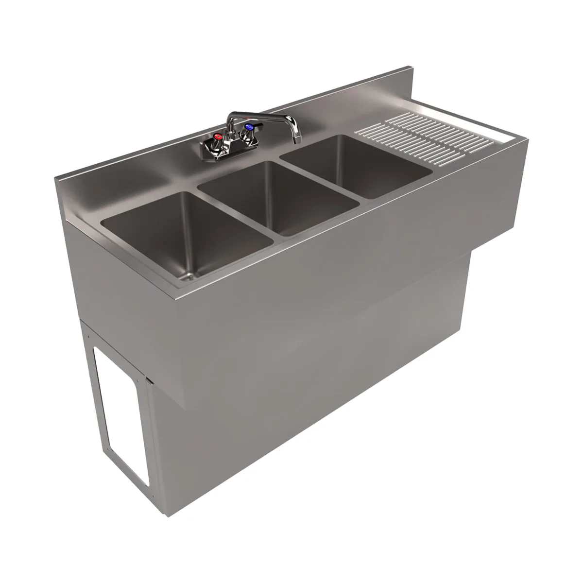 BK Resources UBB-18-348RS Underbar Sink Units, 3 Compartment with Right Drainboard