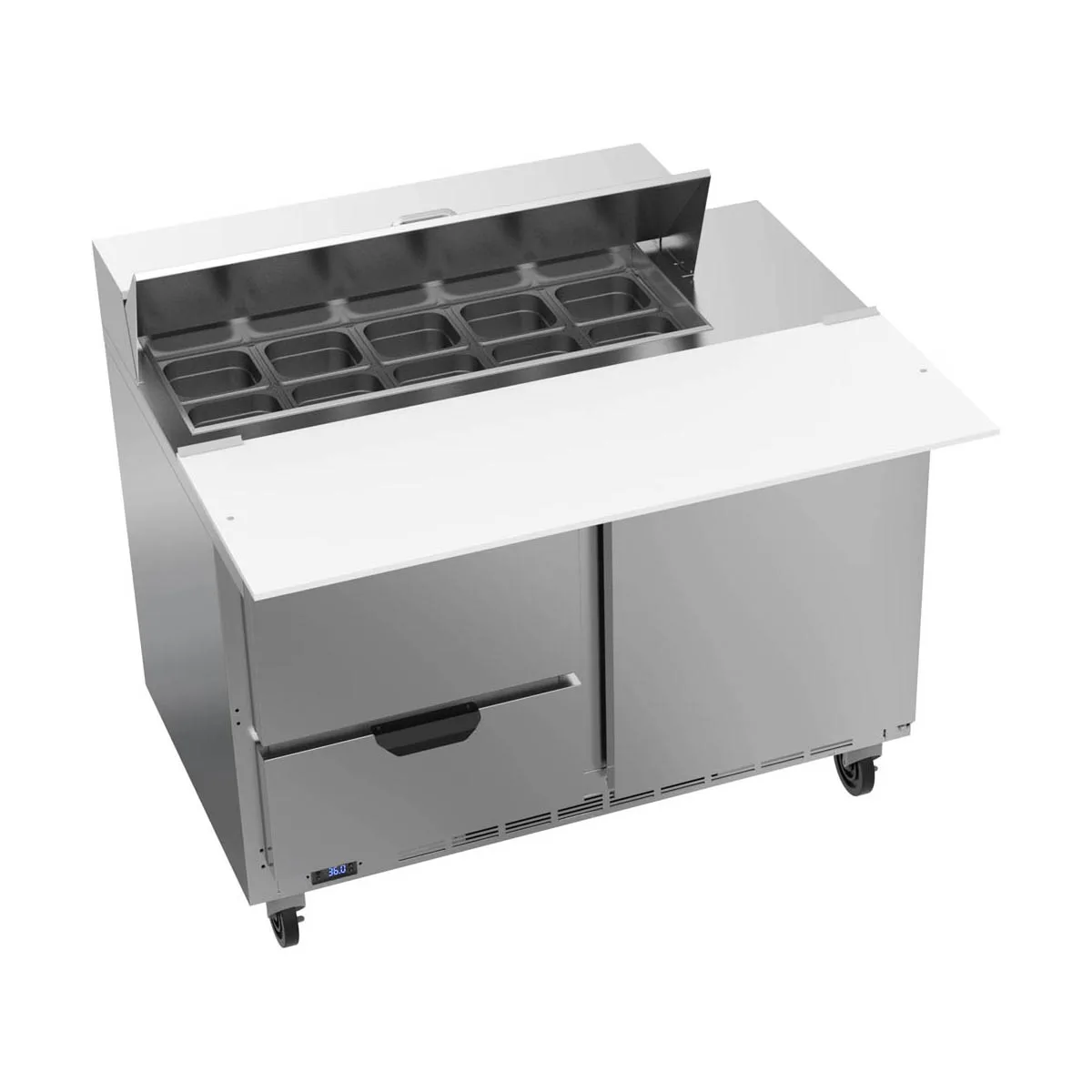 Beverage Air SPED48HC-10C-2 48" Two Section Sandwich/Salad Prep Table w/ 2 Drawers & 1 Door, 10 Pans