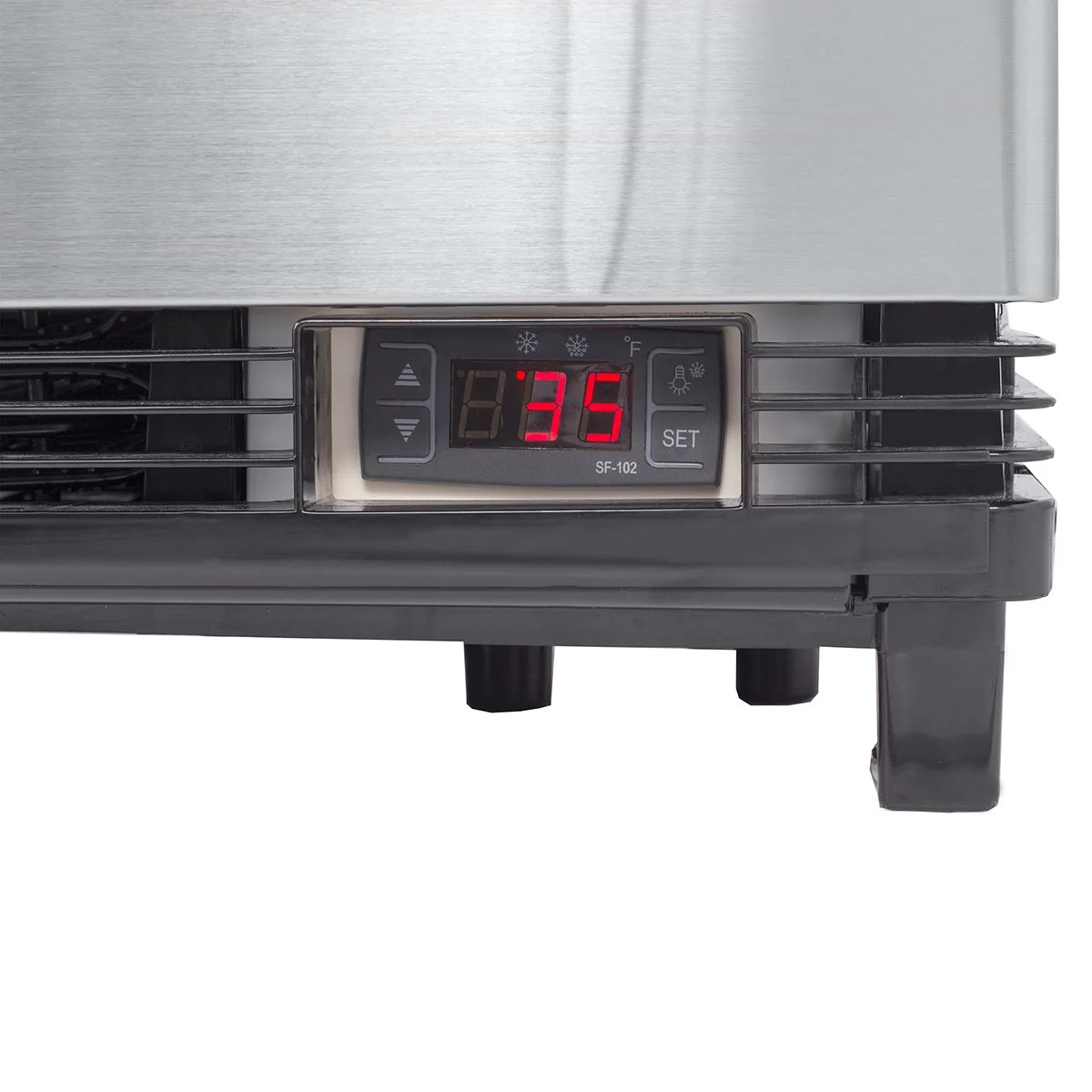Maxx Cold MECR-32D 16" Self Service Countertop Refrigerated Display Case with  2 Pass-Thru Hinged Glass Doors , 3 Shelves - 3.03 cu. ft.