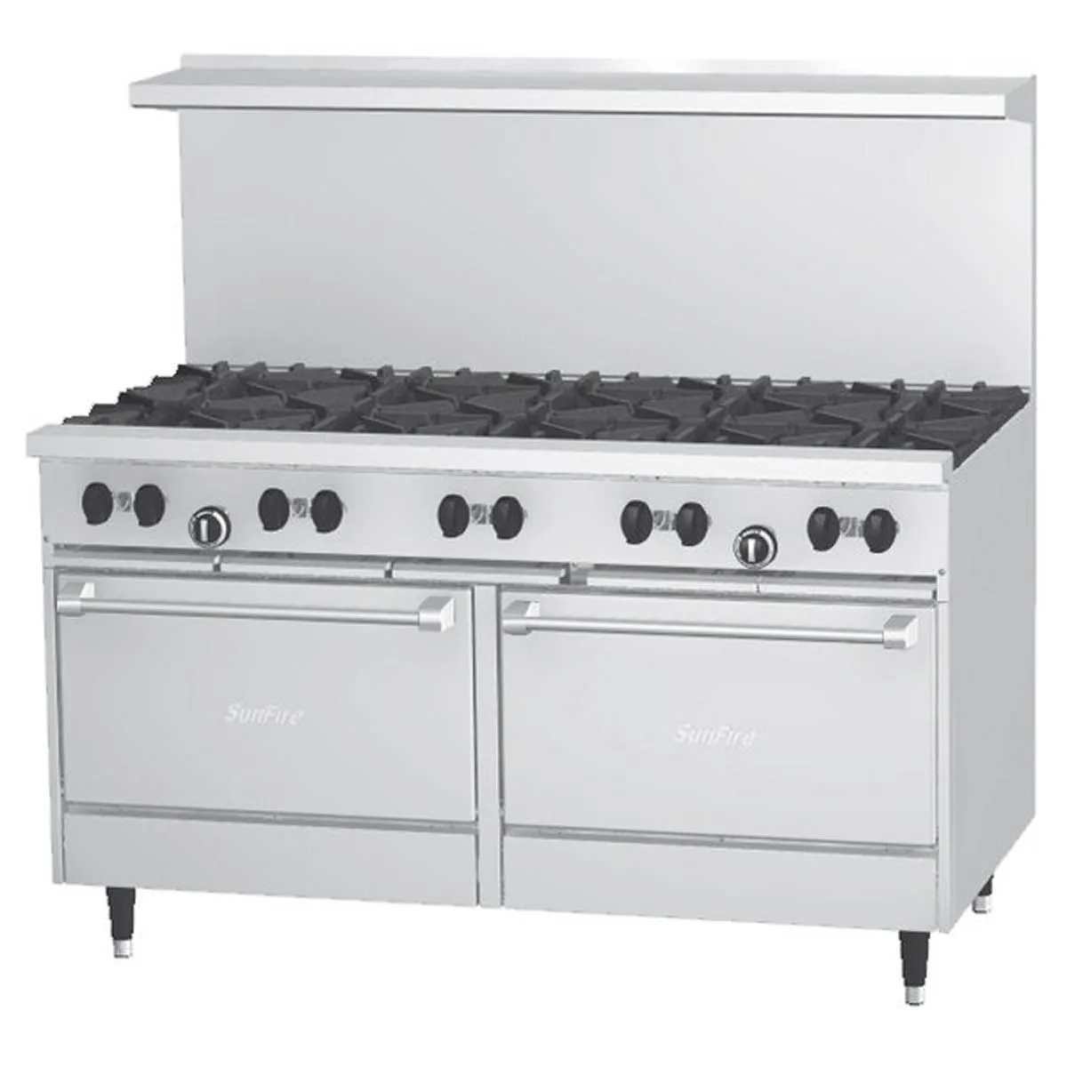 Garland US Range X60-10RR 60" Gas Restaurant Range w/ (10) Open Burners, (2) Standard Ovens, 366.000 BTU