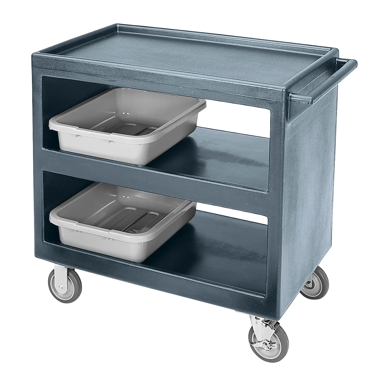 Cambro BC2354S191 NSF Granite Gray Polyethylene 3-Shelf Service Cart - 37.25" x 21.5" x 34.63"