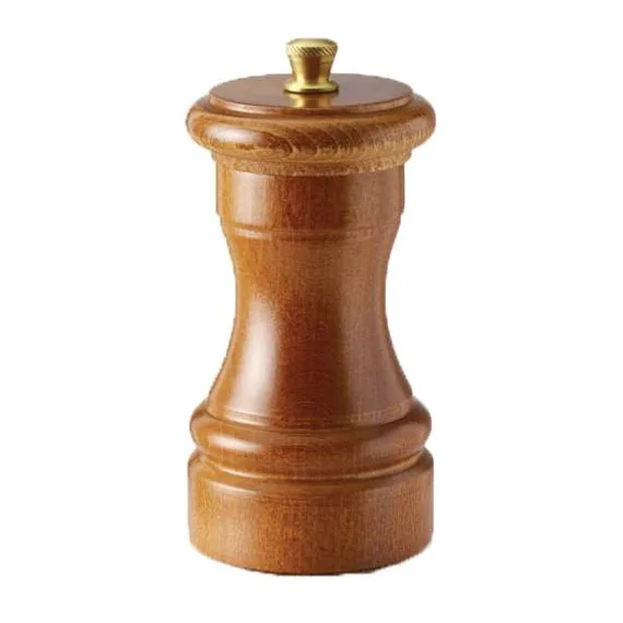 Omcan USA 43665 Pepper Mill, 4" Tall Dark Italian Beech Wood, Tabletop Grinder