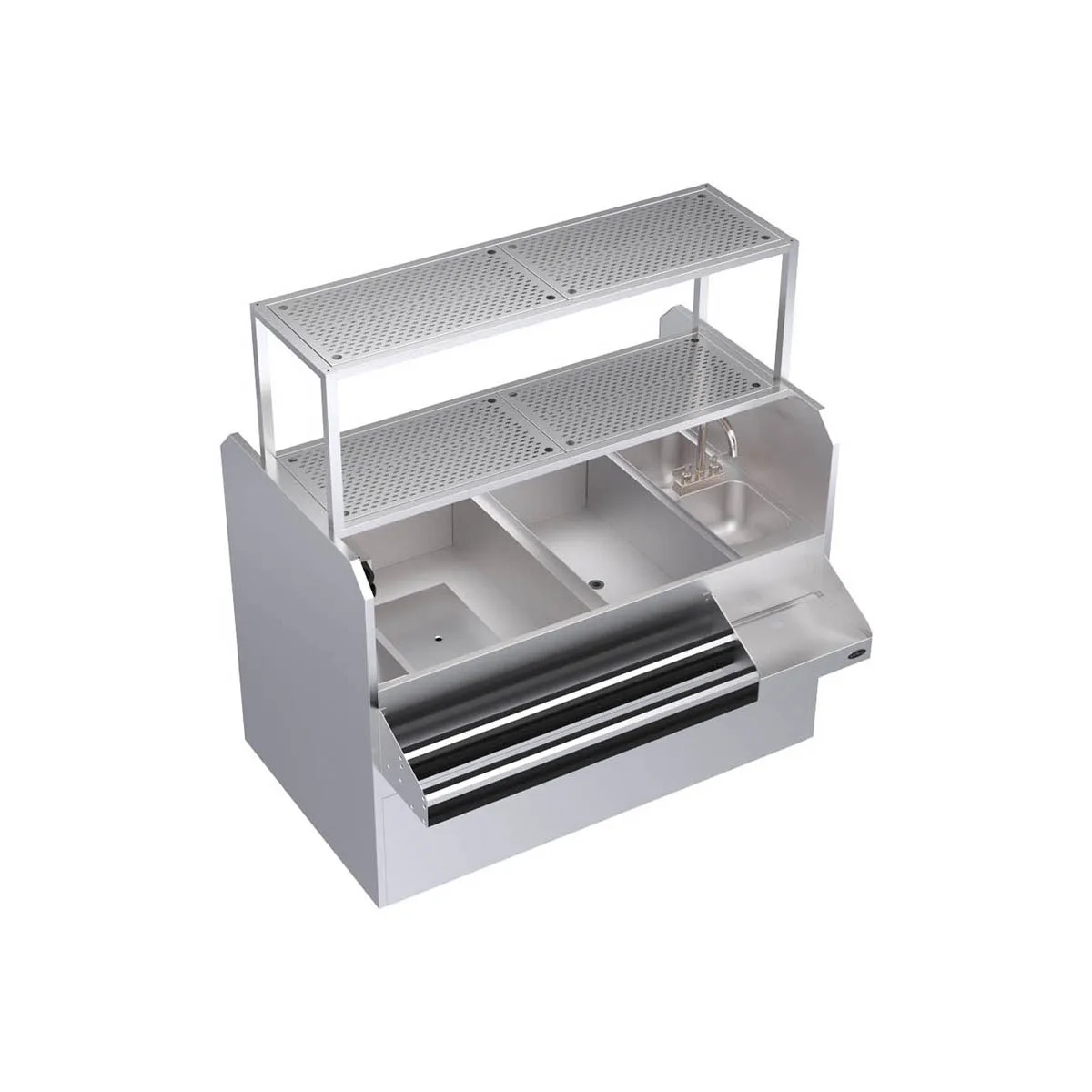 Krowne KRPT-60LP-10 60" Pass-Thru Combo Underbar Ice Bin/Cocktail Station w/ 10 Circuit - Left