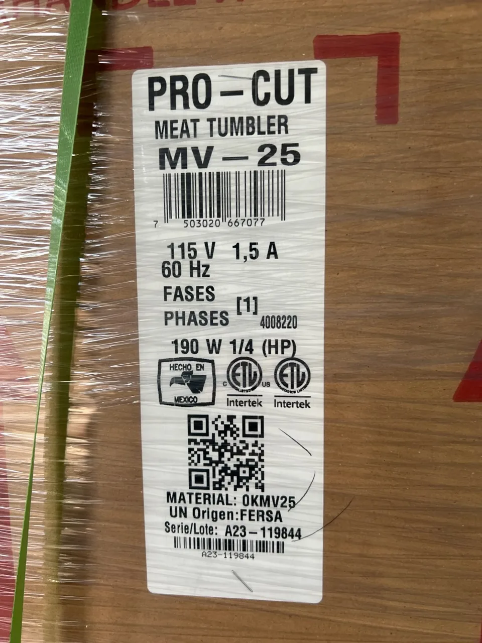 ProCut KMV-25 Electric Stainless Steel Vacuum Tumbler with 55 lbs Capacity, 100 Watts, 1/6 Hp - Open box