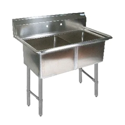 BK Resources BKS6-2-24-14S 53" Two Compartment Sink, 24"W x 24"L Bowl Without Drainboard