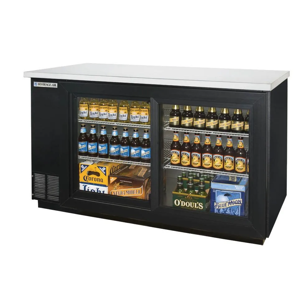 Beverage Air BB58HC-1-F-GS-B 59" 2 Section Black Back Bar Cooler with Glass Door