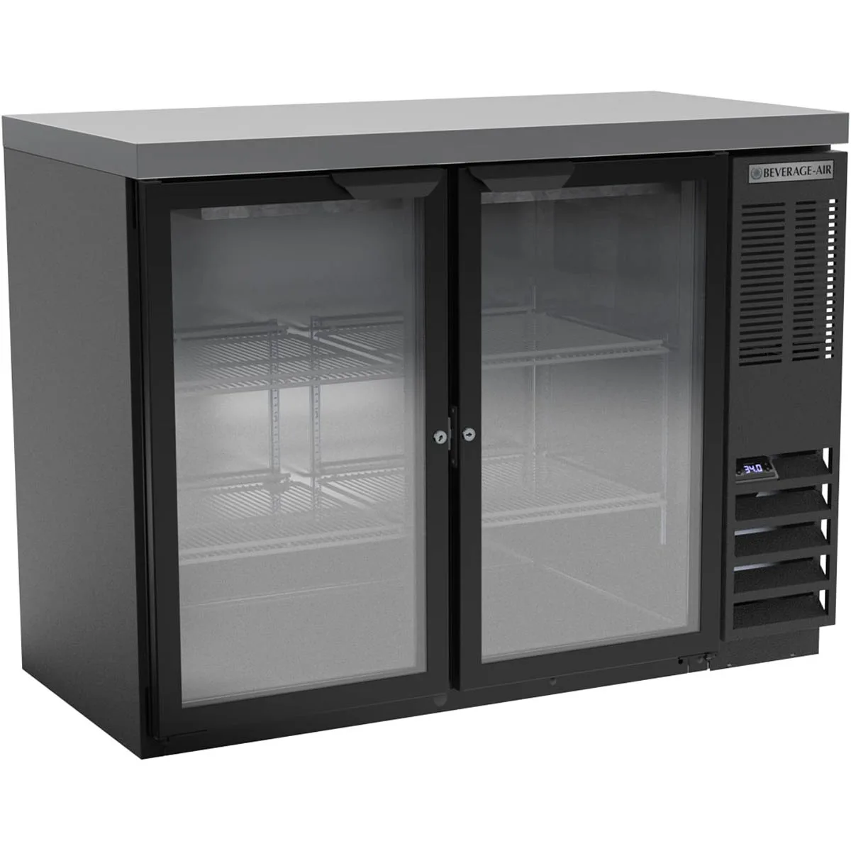 Beverage Air BB48HC-1-FG-B-27 48" 2 Section Black Back Bar Cooler with Glass Door