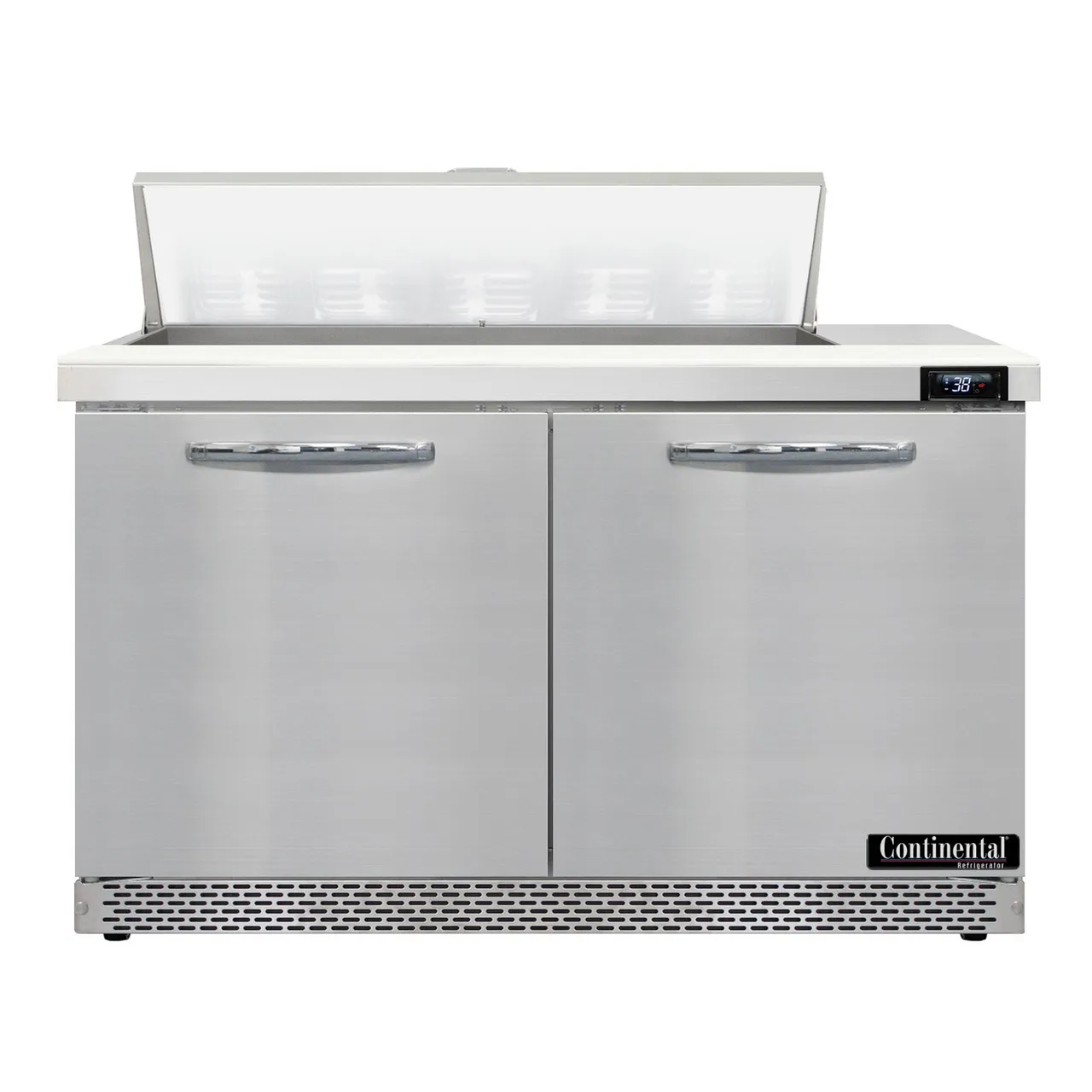 Continental Refrigerator D48N10-FB 48" Two Section Sandwich / Salad Prep Table w/ 2 Doors, 10 Pans