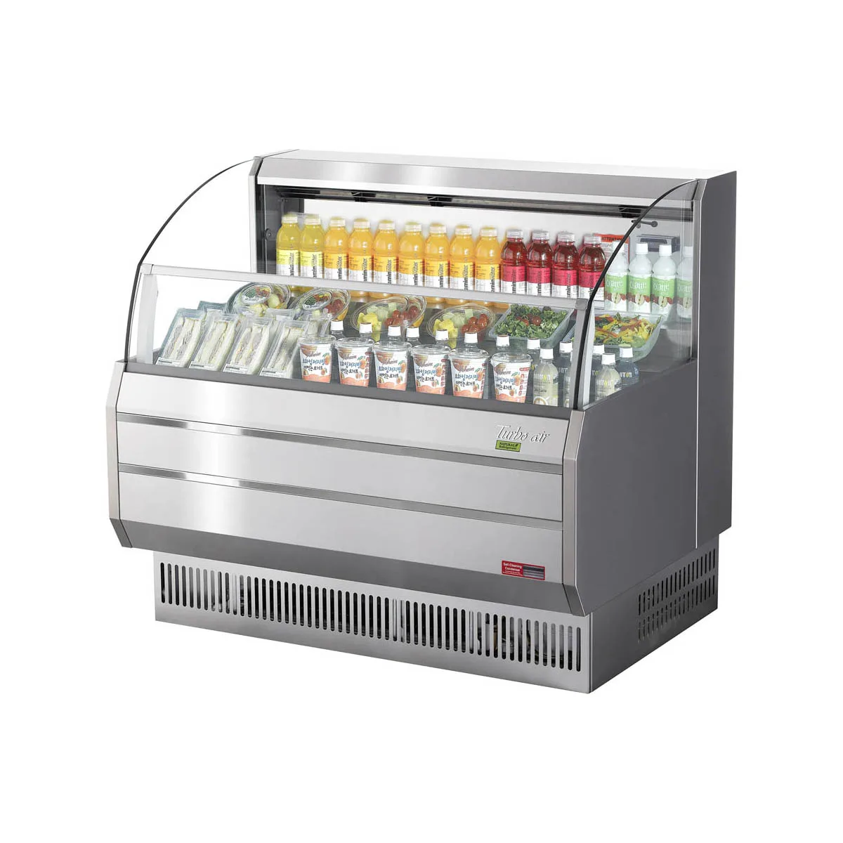 Turbo Air TOM-50SS-N 50" Horizontal Open Air Merchandiser, Stainless Steel, Self-Contained, 3 Shelves
