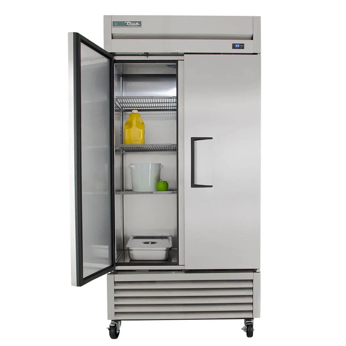 True T-35-HC 39" 2-Section Reach-In Refrigerator w/ 2 Solid Doors, Bottom Mount, Stainless Steel Front-Aluminum Sides