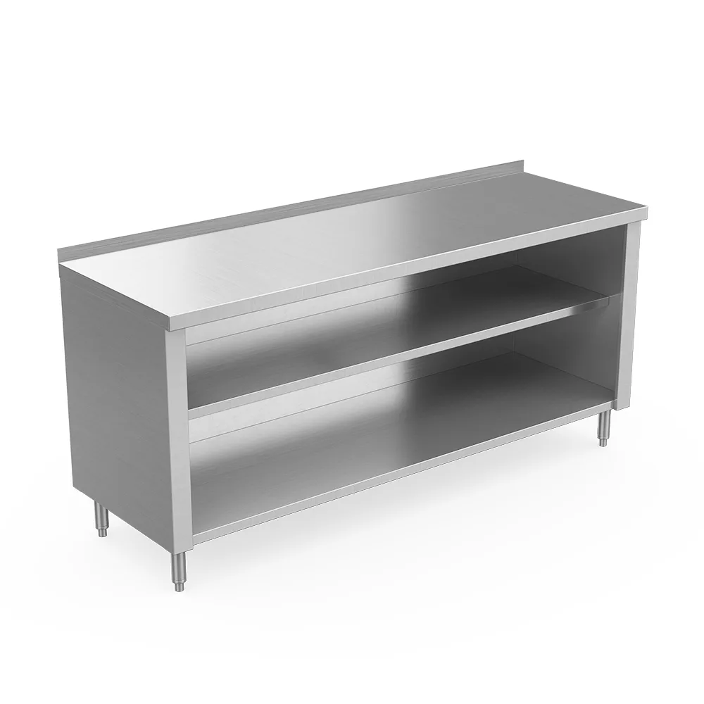 Winholt STCT-B1.5-3672-MS Cabinet Base Open Front Work Table with Upturn & Mid-Shelf, 72"W x 36"D