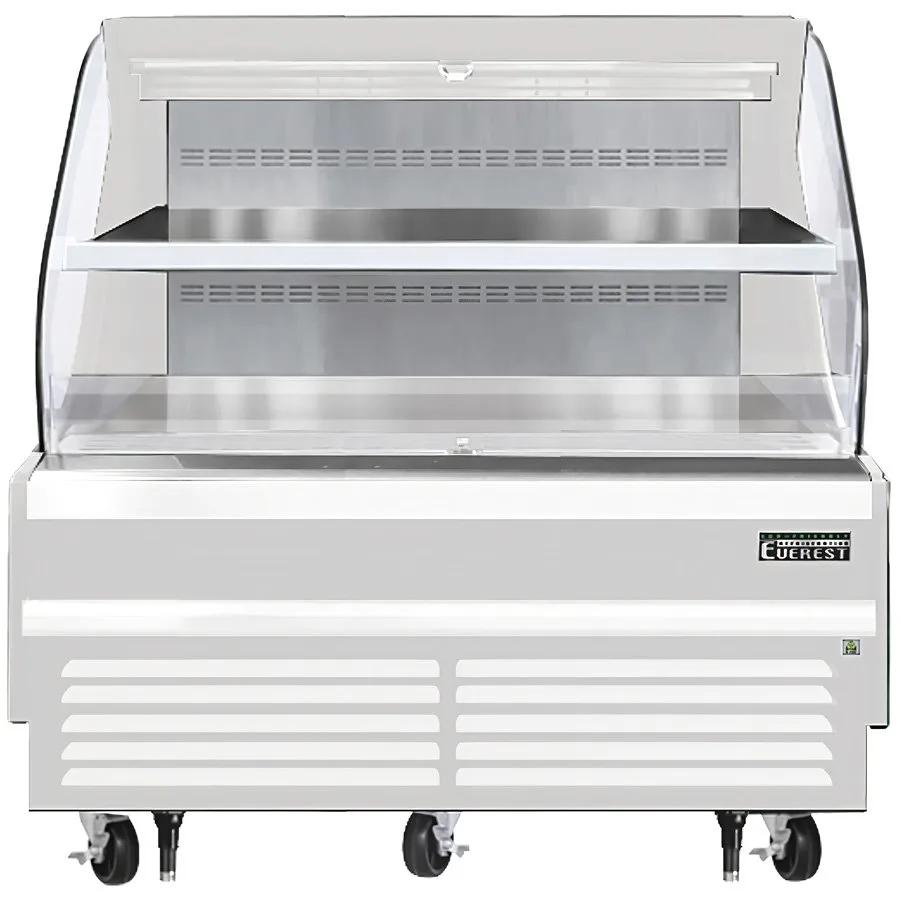 Everest EOMH-60-W-35-T 60" Horizontal Open Air Merchandiser in White, 2 Shelves, Open Curved, 12.3 cu. ft.