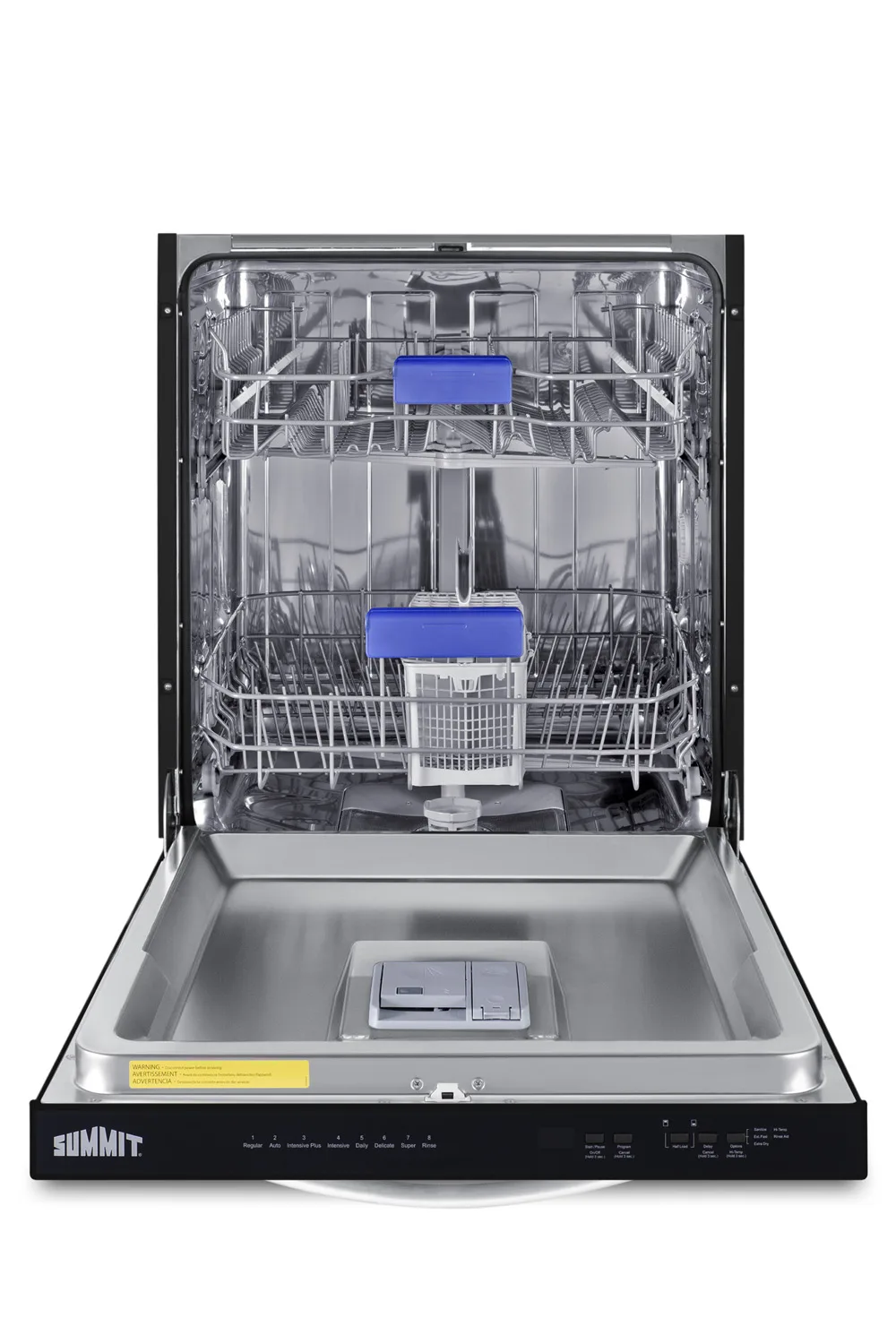 Summit DW243BADA 24" Residential Built-in Dishwasher, Stainless Steel / 8 Wash Programs - Black Door