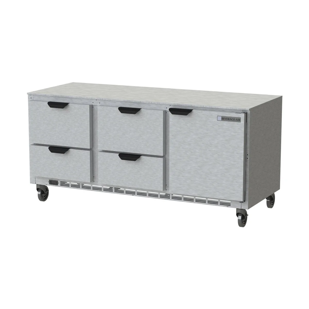 Beverage Air UCRD72AHC-4 72" Three Section Undercounter Refrigerator w/ 4 Drawers & 1 Door