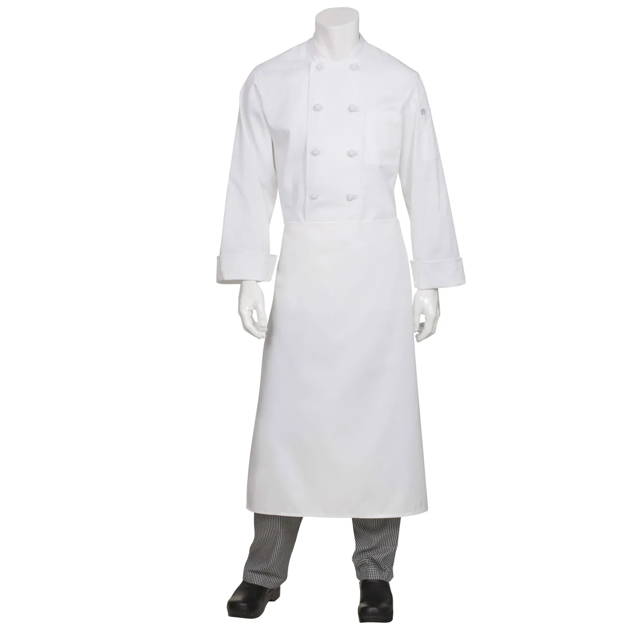Chef Works CFLA-WHT-0 Waist Apron, 40"L x 38"W, Full Length, No Pocket, 65/35 Poly/Cotton, White